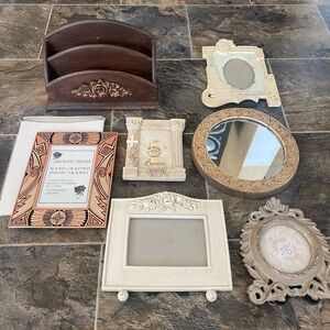 Assorted Home Accents Frame and Mirror Collection in Cream, Brown, and Gold